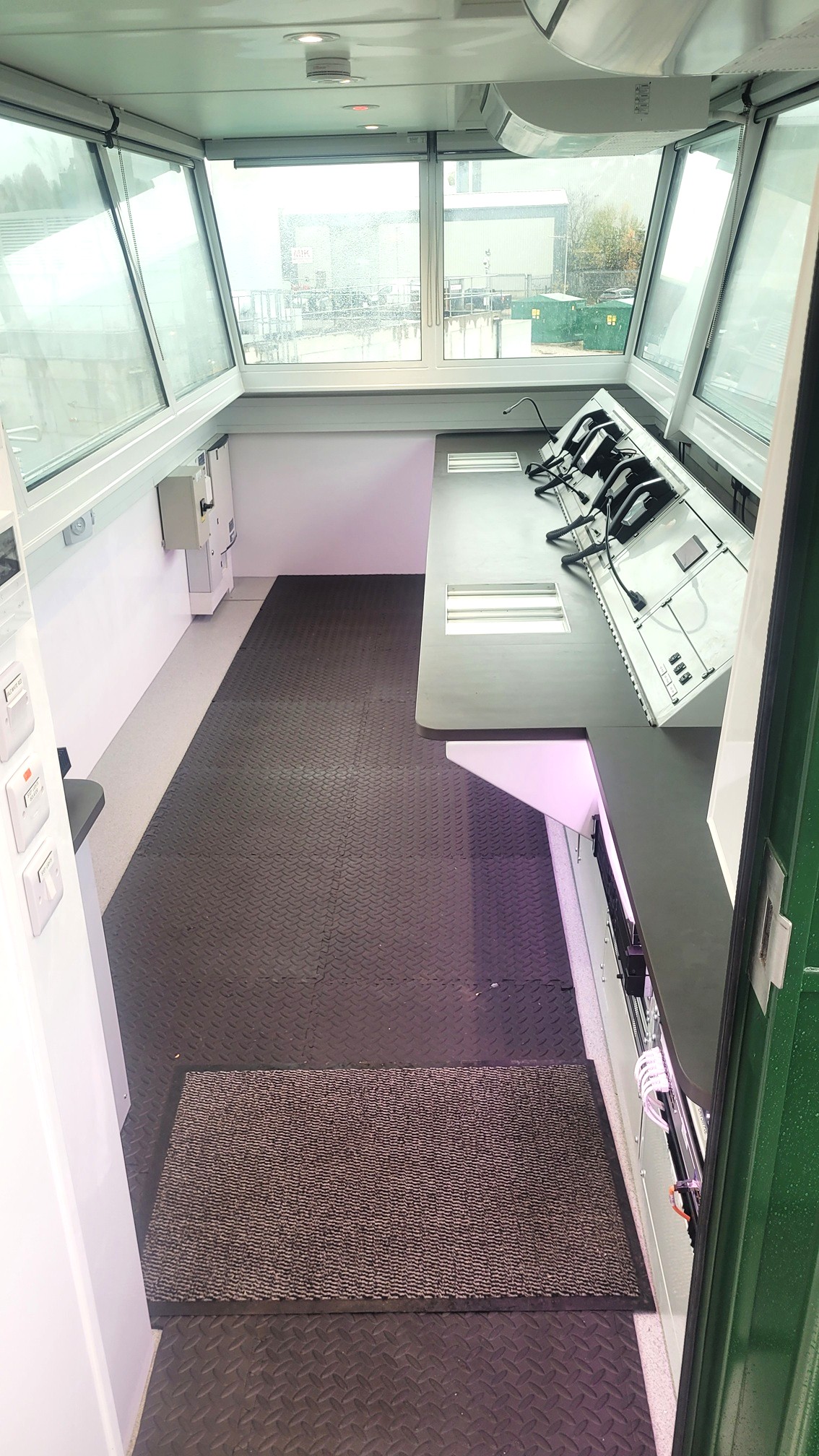 Mobile air traffic control tower interior