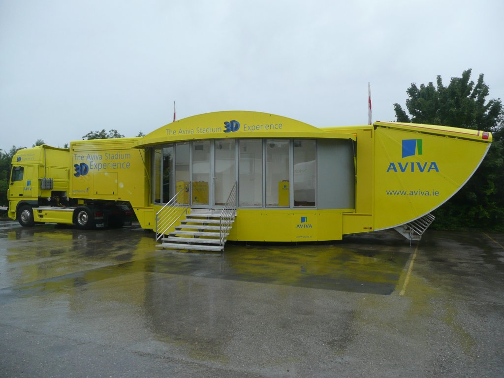 Aviva set up on show side - Exhibition Trailer Services