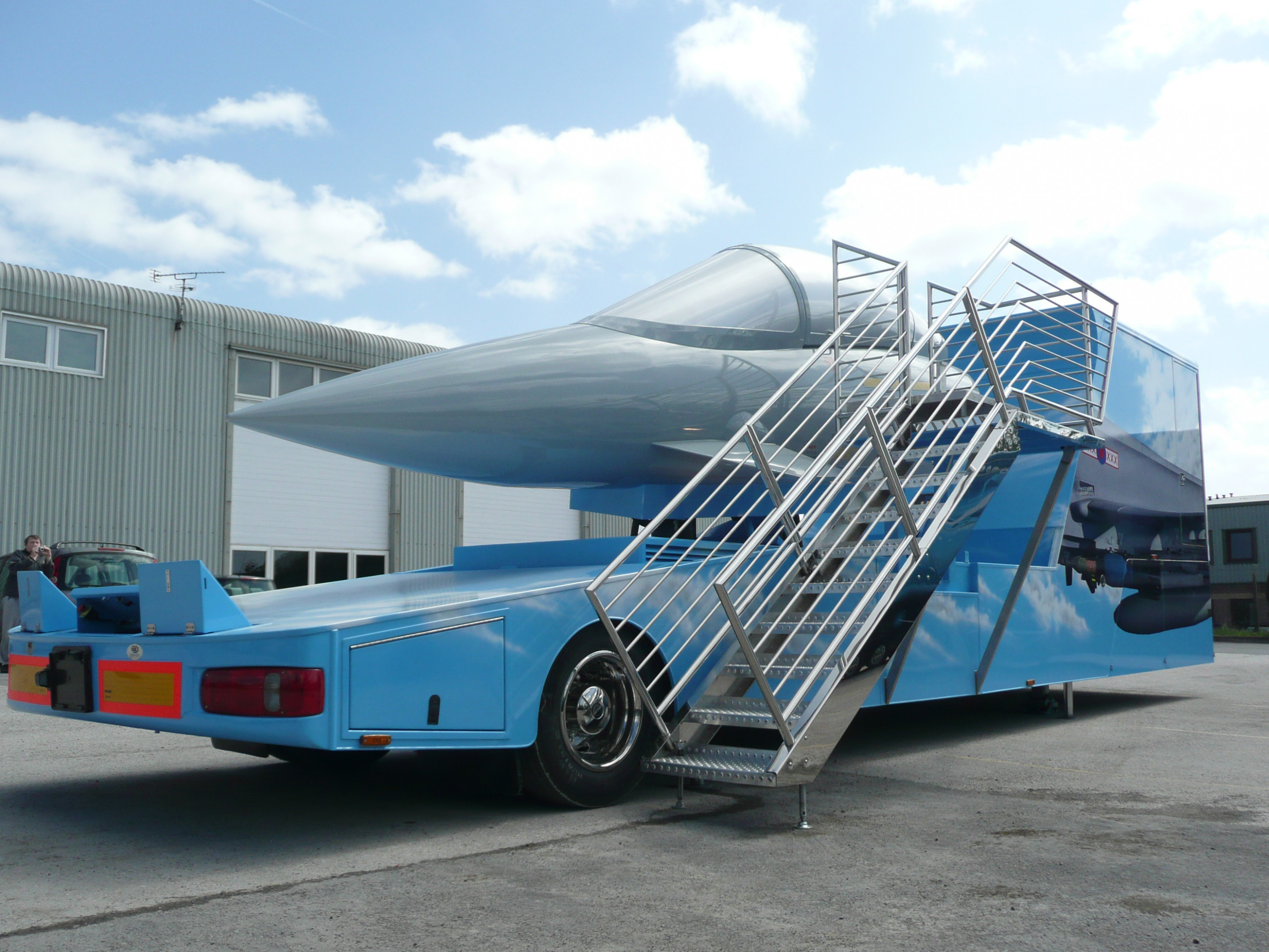 Eurofighter single seater simulator at rest with steps deployed