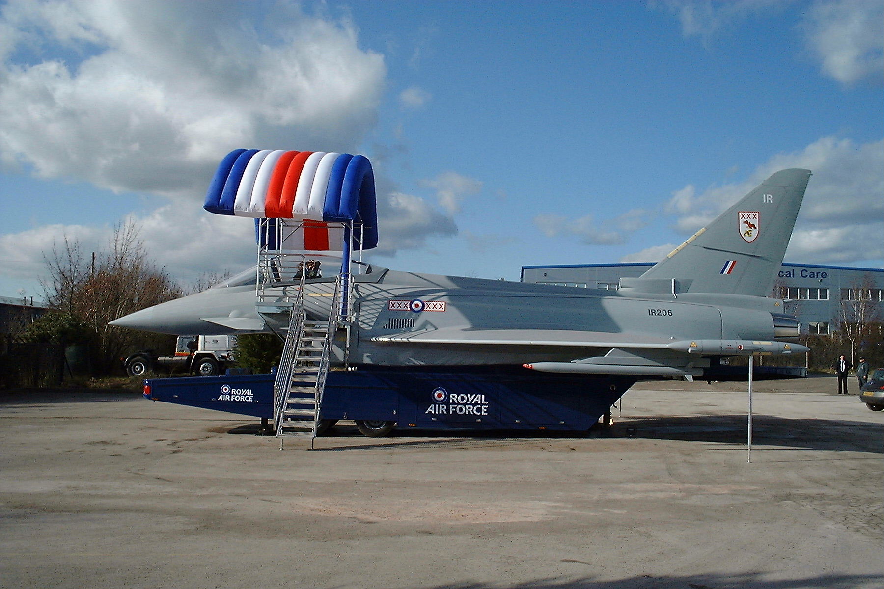 Side View of the RAF Eurofighter with air cover deployed over cockpit