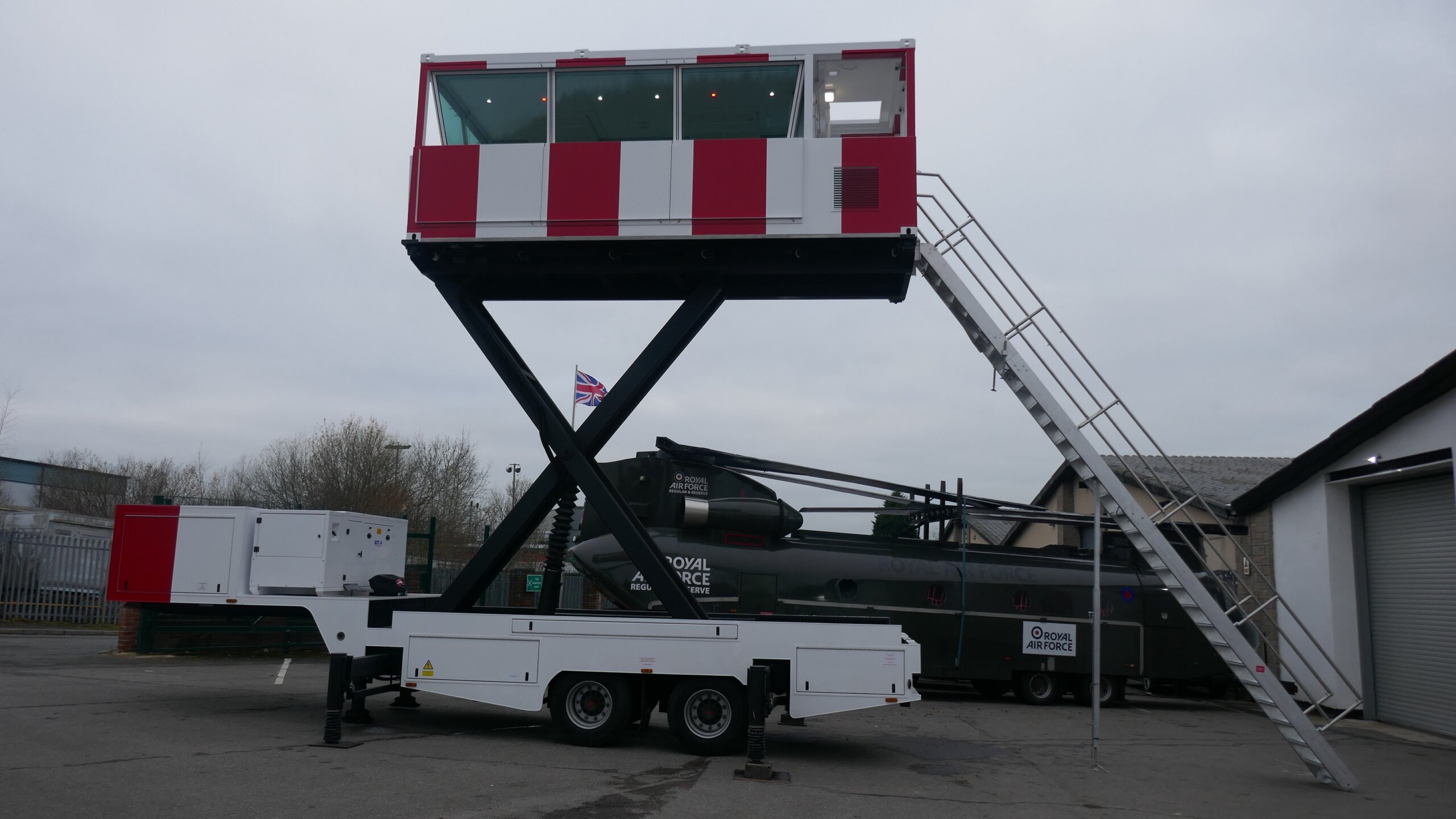 Civil Aviation Mobile Air Traffic Control Trailer with removable cabin, half height and full height elevation